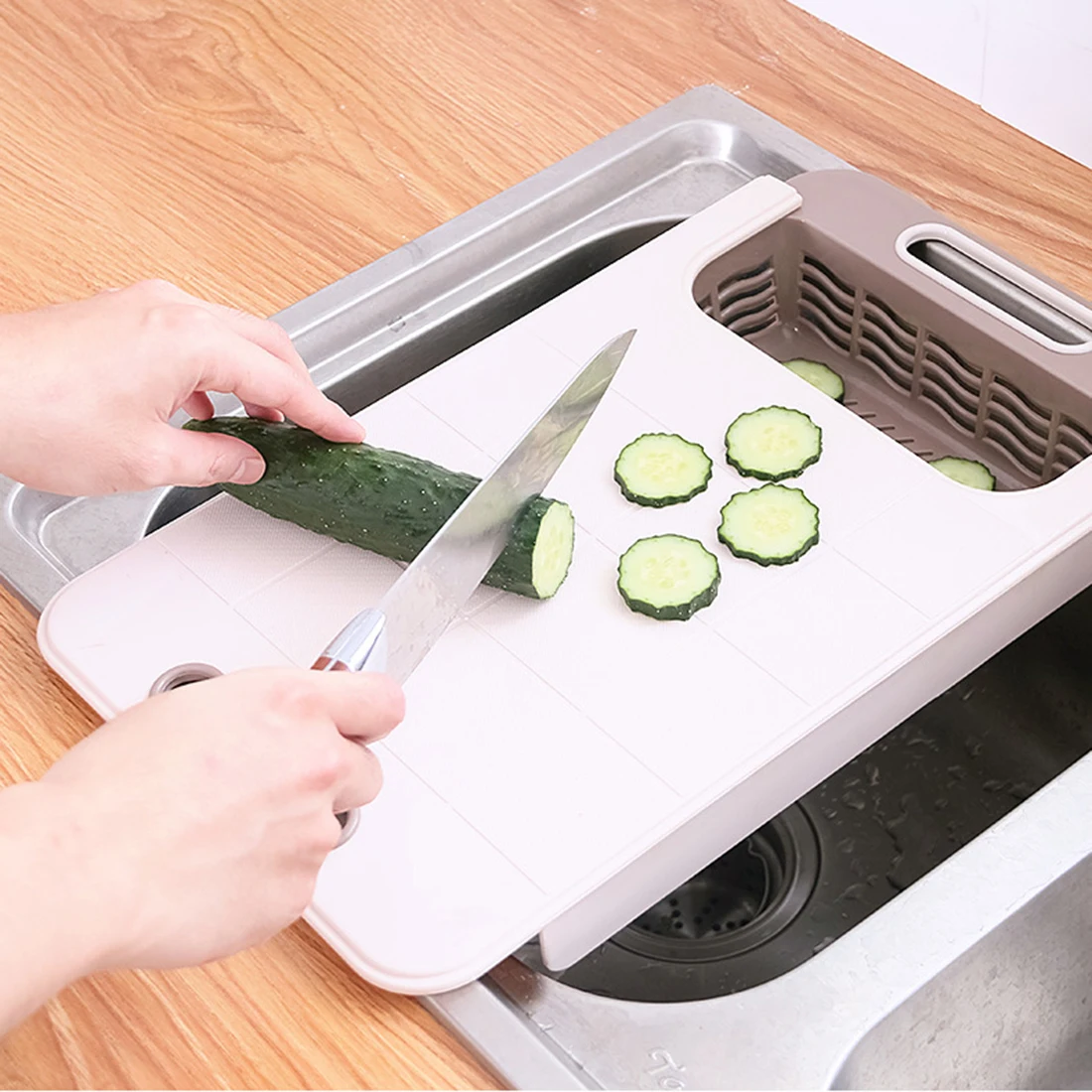 

HIPSTEEN Multifunction Telescopic Chopping Board Kitchen Cutting Board Support Plastic Storage Containers Kitchen Items