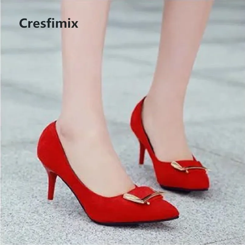 

Cresfimix tacones altos women sexy party night club high heel pumps lady casual office street high heel shoes red shoes a2957
