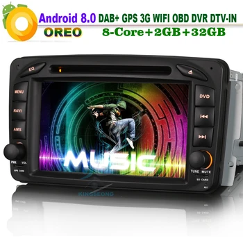 

Android 8.0 Autoradio DAB+ WiFi DVD Sat Navi DVR Radio OBD2 Car GPS Navigation player For Mercedes C/CLK-Klasse W203 Viano Vito