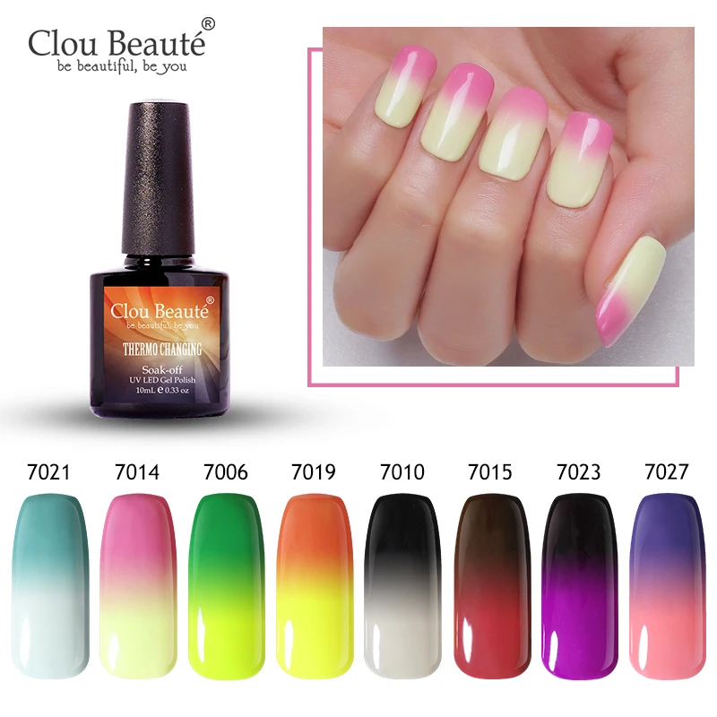 Clou Beaute Thermo Changing Gel Nail Polish Soak Off UV Nail Gel Lacquer UV/LED Gel Temperature Var