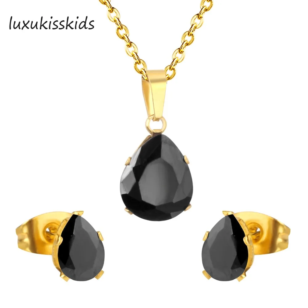 

LUXUKISSKIDS Fashion Crystal Jewelry Sets Imitation Pearl Earrings Necklaces Set For Women Wedding Free Chain