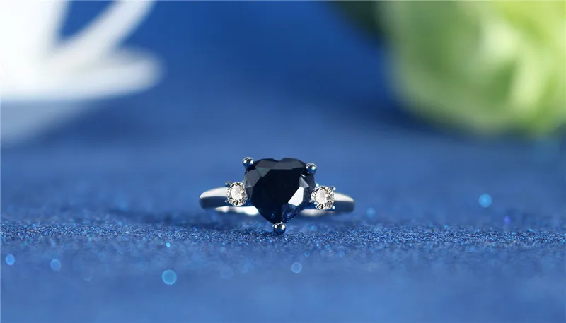 Love Black Heart Shaped Crown Ring Black Gold Filled Cubic Zirconia Rings For Women Wedding Anniversary Jewelry Anel Gifts dm103 (5)