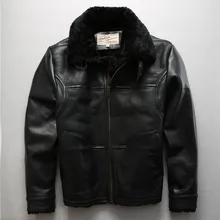 Avirex fly Мужская куртка из натурального меха militaly летная куртка стрижка овец зимнее кожаное пальто мужской Костюм Пилота мужской черный M-XXL