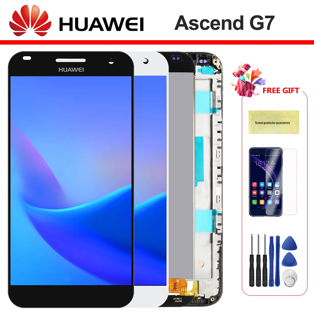 

100% Test 5.5'' For Huawei G7 LCD Display Ascend L01 L03 TL00 UL00 UL20 Panel Touch Digitizer with Frame For Huawei G7 LCD