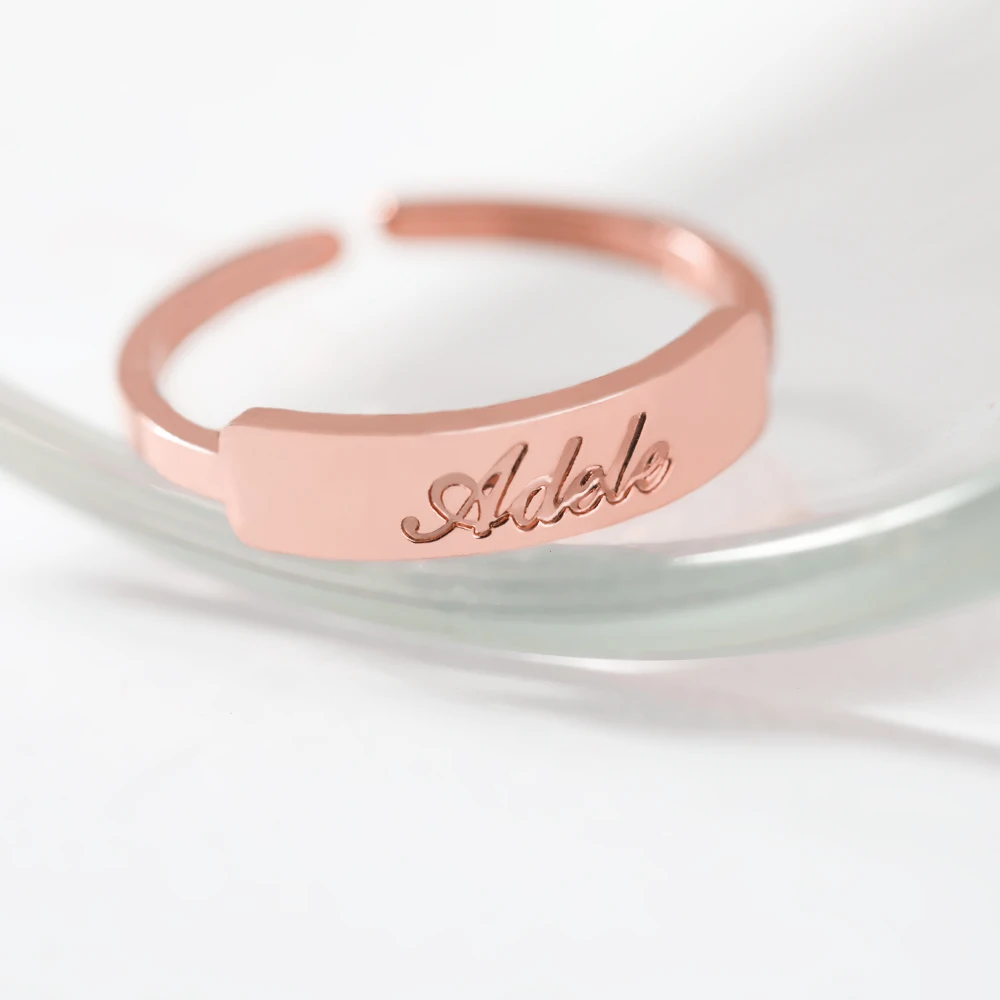 

Personalized Engraved Initials Name rings for women Custom Gold Name Ring In Stainless Steel Gold women ring Christmas Gifts
