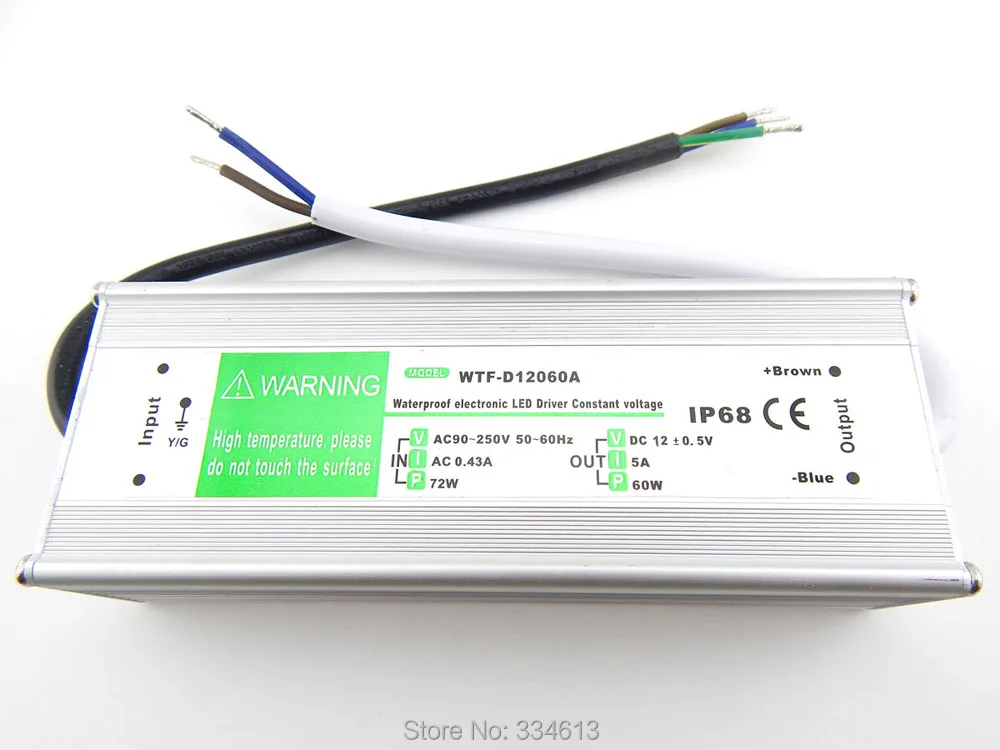 

10pcs 60W IP68 Electronic LED Driver Constant Voltage Power Supply For led strip led moudle led floodlight Free Shipping by DHL