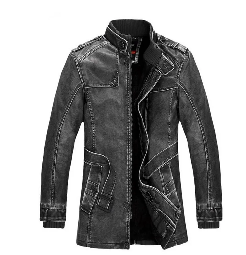 Горячее предложение, высокое качество, новое зимнее модное мужское пальто, мужские куртки, мужская кожаная куртка, мотоциклетная одежда - Цвет: Gray