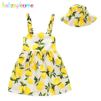 

babzapleume 2017 summer baby girls clothes dresses+hats princess costume cute sleeveless kids dress for children clothing BC1243