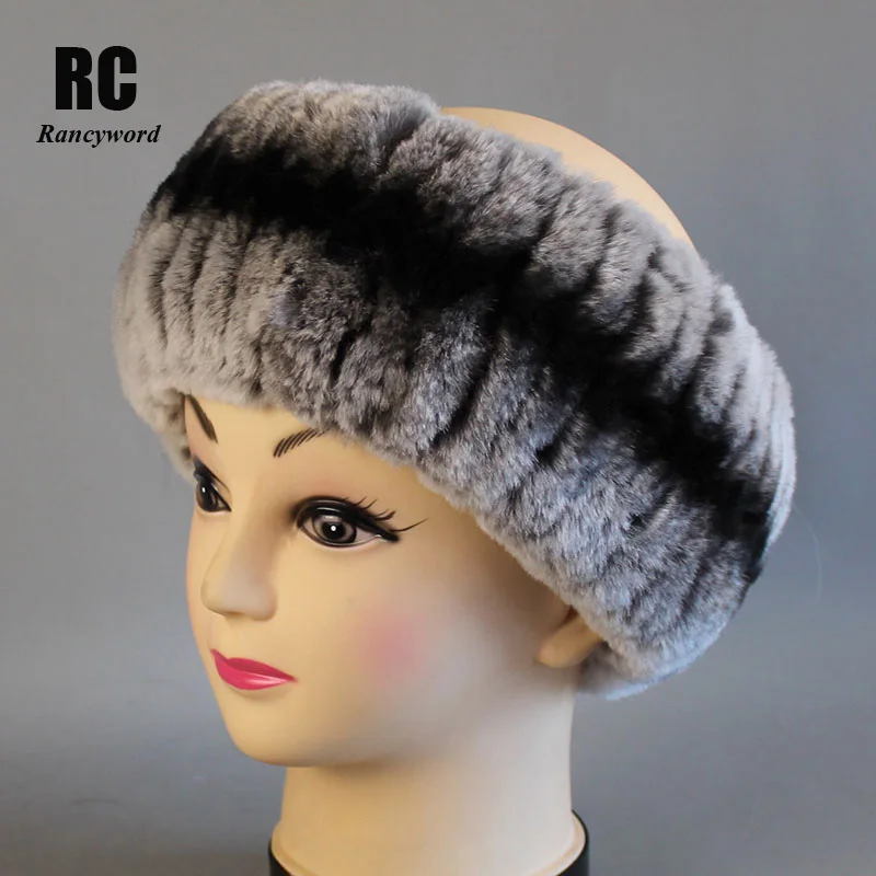 

[Rancyword] Women's Headband Winter Real Rex Rabbit Fur Headbands For Girls Natural Fur Neck Scarf Hair Neckwarme New RC1403
