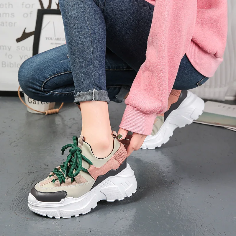 

Women Sneakers 2018 New Fashion Women Casual Shoes Trends Ins Female Flats Platform Spring Autumn Lace Up Shoes Woman Size35-40
