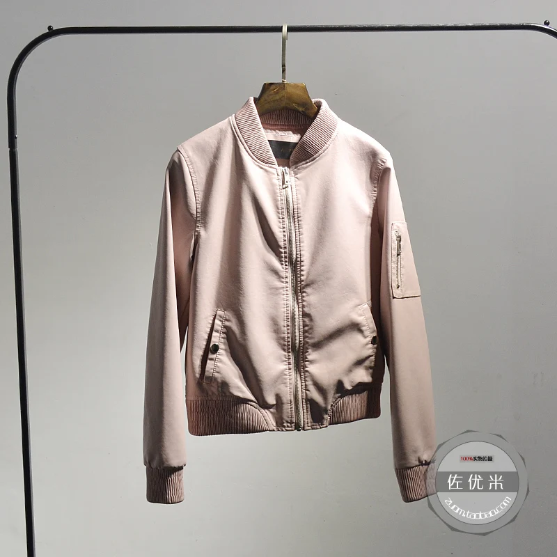 gris Régulier Complet Veste Spring cou pu Cuir Clothing Taille Femelle Noir D'urgence Pu Baseball Manteaux Ciel Solide rose V New Couleur Femmes Transporté 2017 En Grande 8wCqS