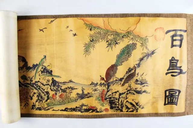 

Ancient Chinese calligraphy and painting collection gift decoration mural-A hundred birds diagram