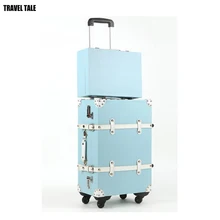 Travel tale 2" 24" 2" дюймов синий чемодан с Сумки из натуральной кожи сумки на колёсиках дорожная сумка для женщин