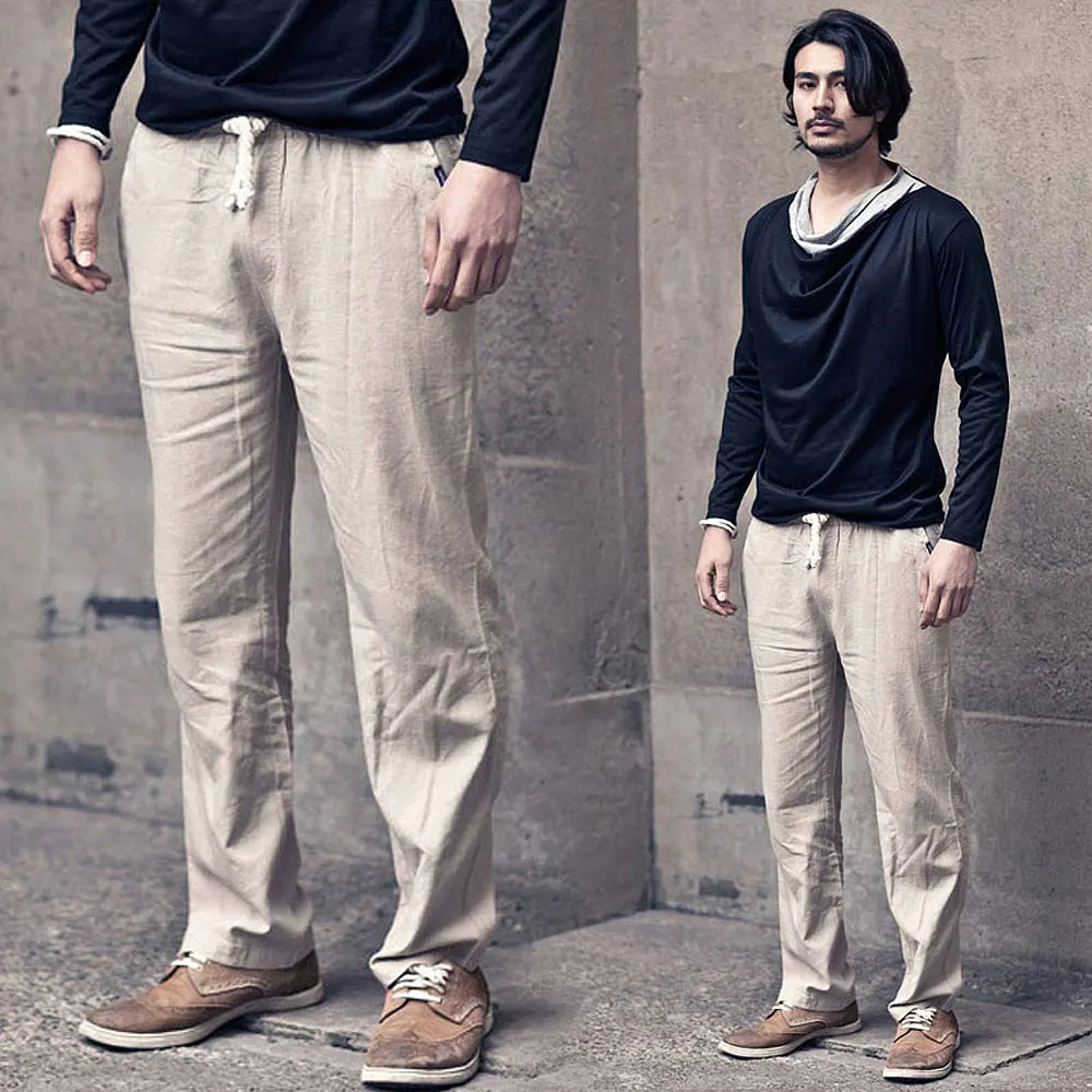 Mens Leisure Linen Pants Male Linen 