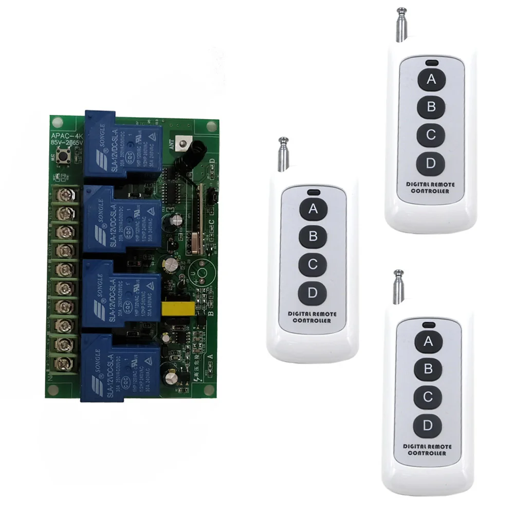 

AC 110V 120V 220V 240V 85-265V 4 CH 4CH Wireless Remote Control Switch RF Wireless Light Switch Transmitter Receiver 315 /433Mhz