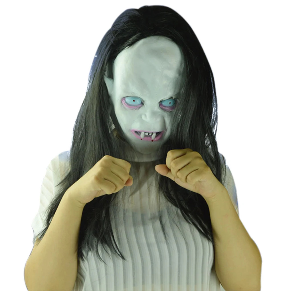 Buy Scary Long Hair Halloween Masks Ghost Full Face