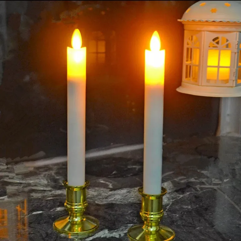set of 2 remote control LED Taper timer Battery Operated ivory Candle