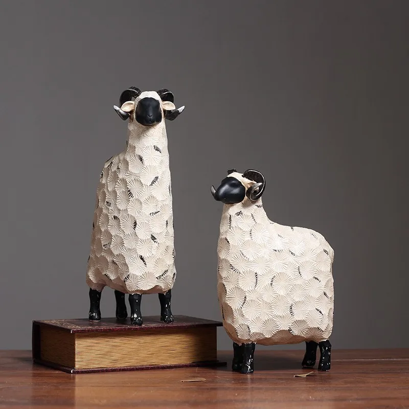 Beste Amerikaanse Vintage Stijl Creatieve Hars Schapen Cijfers Europese Decoraties Geit Beeldjes Home Decoratie Ornamenten