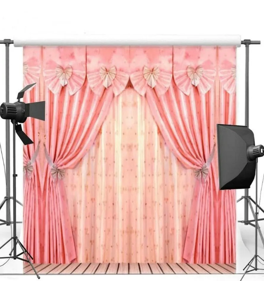 Розовый кружевной занавес для девочек Boudoir виниловый тканевый