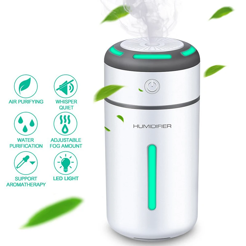 Mini Car Air Purifier Humidifier for Car Home Desktop Pm2.5 7Colors Lamp Aromatherapy USB Charging Auto Mist Air Freshener