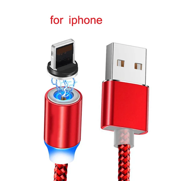 CBAOOO 1 м 2 м микро USB кабель Магнитный кабель для iphone Быстрая зарядка usb type C Android мобильный телефон Быстрая зарядка Магнитный шнур - Цвет: A-for iphone-Red