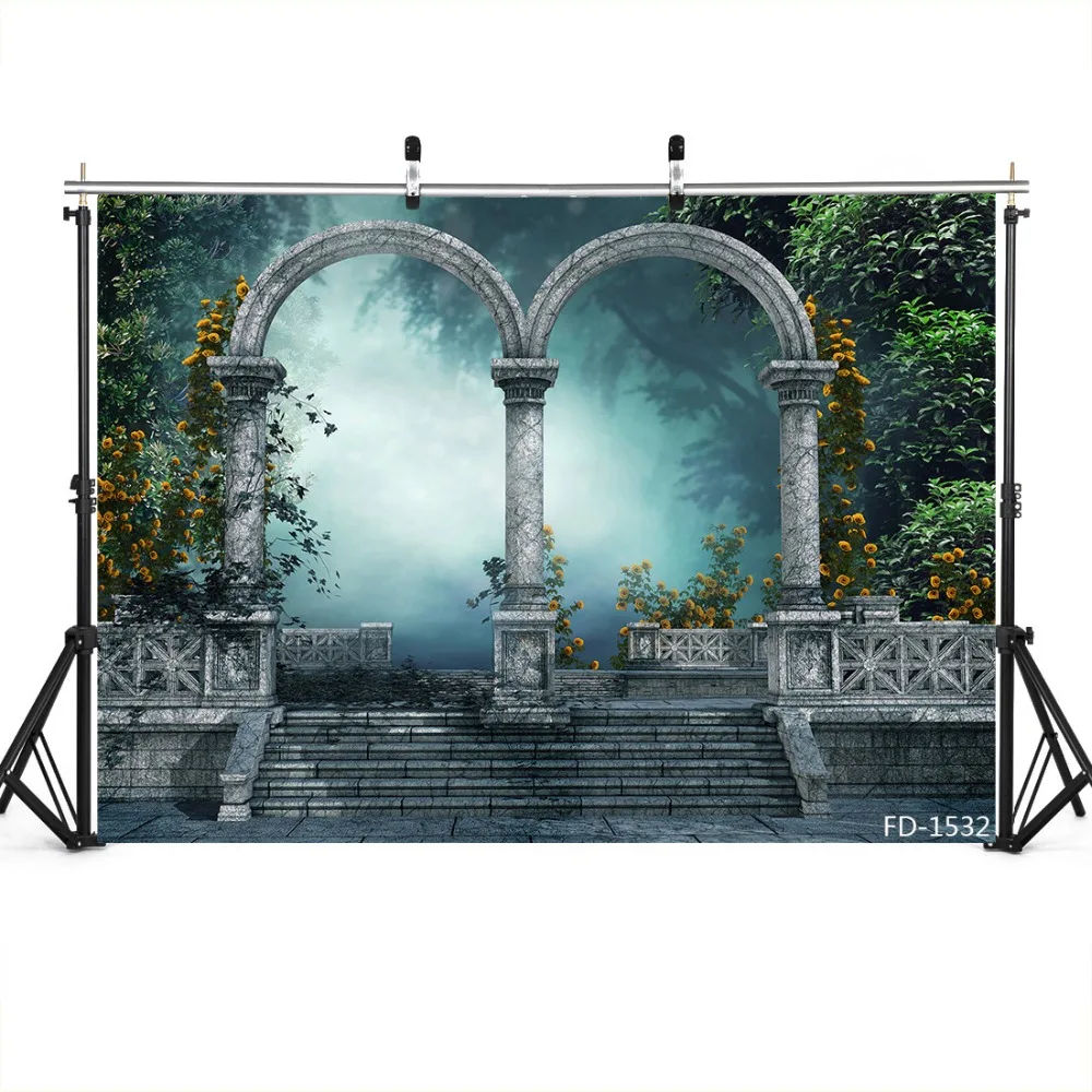 Arch Door Forest Photography Backdrop for Photograph Accessories Children Vinyl Cloth Computer Printed Background Photo Studio |