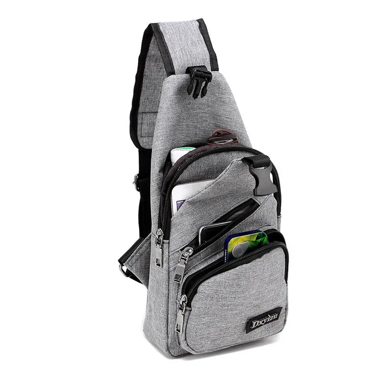 

New Canvas Men Chest Pack Usb Charge Single Shoulder Strap Back Bag Crossbody Bags for Women Sling Shoulder Bag Back Pack Travel