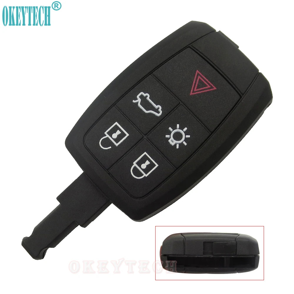 

OkeyTech Car Accessories New 5 Buttons Romete Car Key Shell Case Cover For Volvo XC90 C70 S60 D5 V50 S40 C30 Uncut Blank Blade