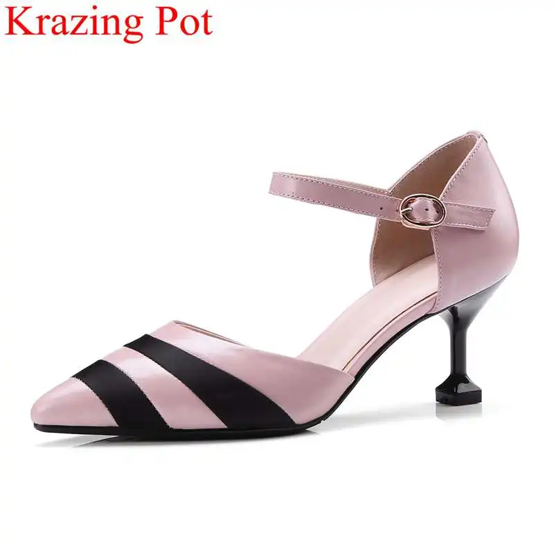 

2018 superstar office lady shallow mixed colors high heels women pumps pointed toe elegant gladiator sweet wedding shoes L55