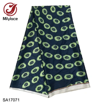 

High Quality 2019 African Printing Satin Fabric 5 yards Fashion Digital Printing Nigerian Satin fabric for clothes SA17068-77