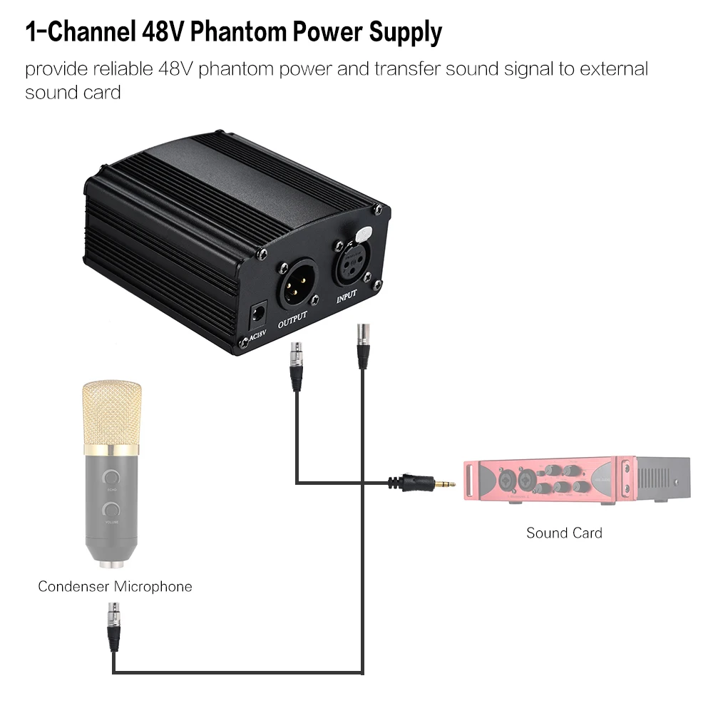 Ammoon 1-канальный 48В Питание с адаптером селфи-стик& 3,5 мм мужчина к XLR& XLR кабель для мужчин XLR Сделано в Китае для аудиокабеля с разъемом типа "Мама"