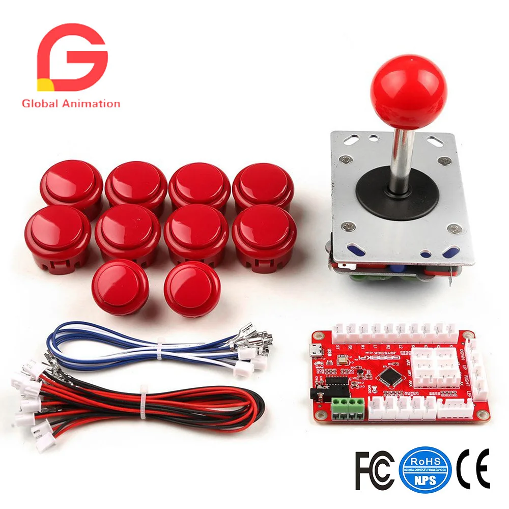 

One Player Arcade Game DIY Parts Kit USB Encoder PC Joystick Retro Game DIY Kit For Raspberry Pi 3 RetroPie & Mame Jamma & Other