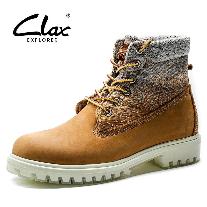 

CLAX Men's Boots Fashion Work Boot Male Autumn Leahter Footwear High Top Genuine Leather Casual Shoes man booties