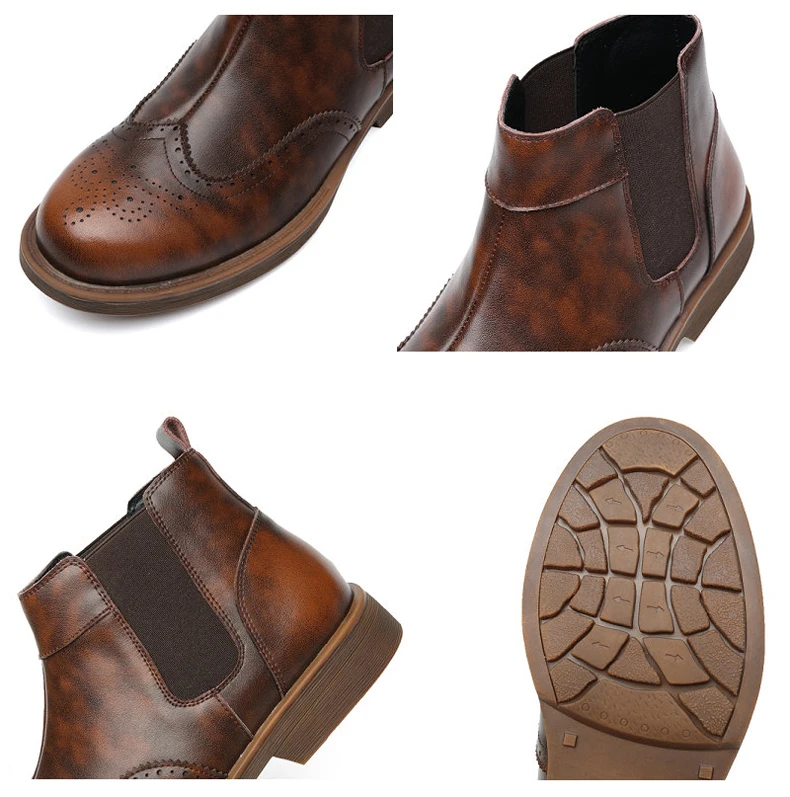 Casual Shoes Mens Ankle Chelsea Boots' Casual Leather Boots Men Luxury Round Toe Fashion Boot Slip-On Winter Boots Men Big Size (15)