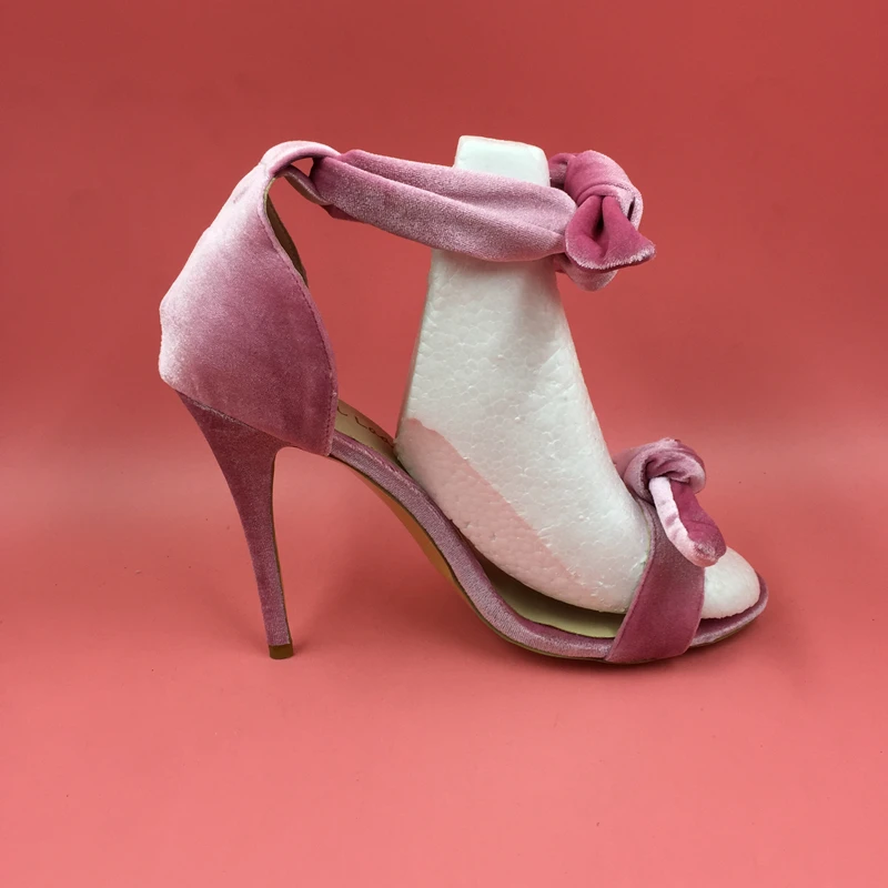 Элегантные женские босоножки с ремешками вокруг щиколотки шнуровки шпилька лето г. открытый носок узел новая обувь ручной роботы для офиса на каблуке