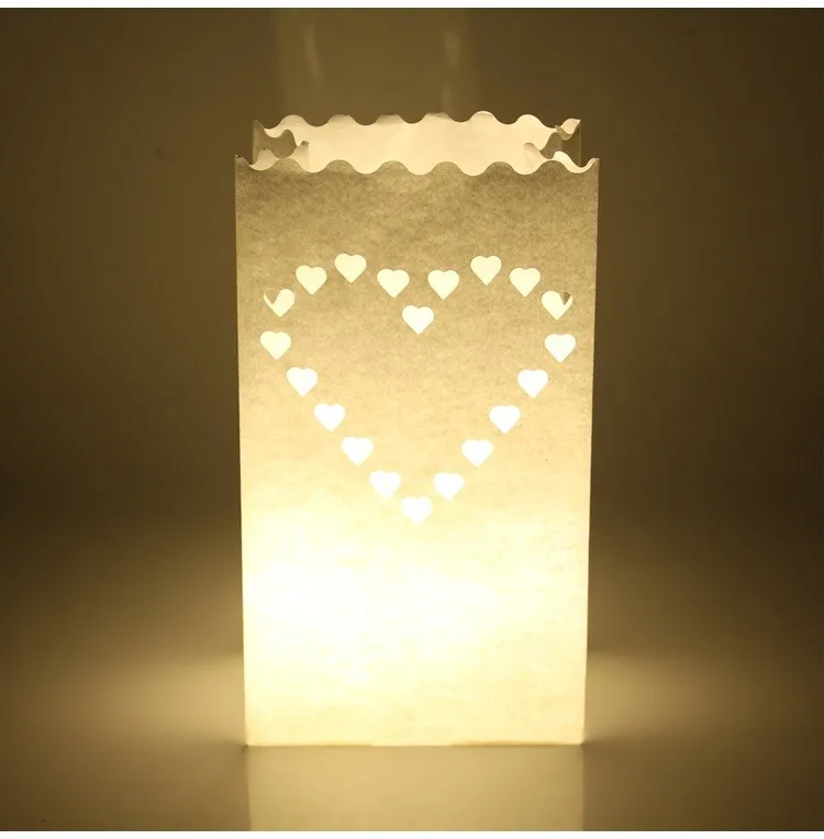 Для романтической свадьбы, вечеринки украшение поставки 10 шт Свадьба Сердце держатель для чайной свечи Luminaria Бумага Свеча-фонарь сумка Главная