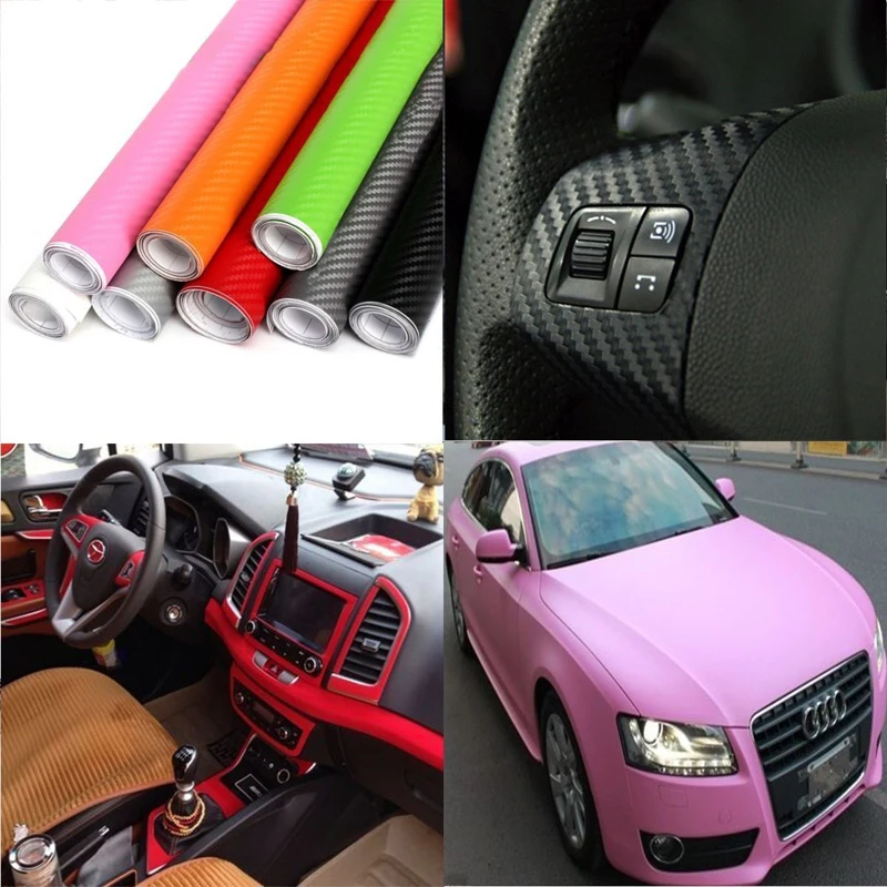 DIY 127*50cm 3D Waterproof Carbon Fiber Vinyl Car Wrap Sheet Roll Film Sticker Decal