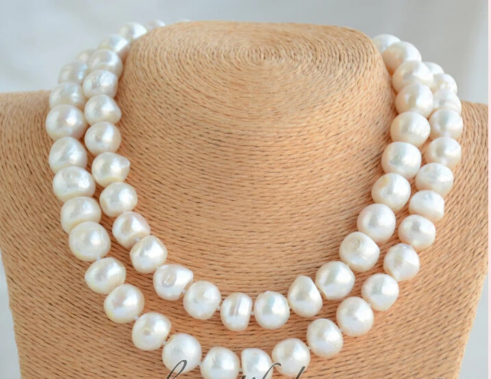 

fastz Z6505 15mm white baroque freshwater cultured pearl necklace 32inch AAA