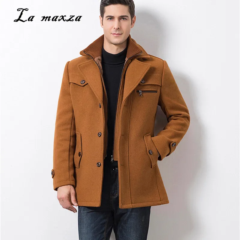 Plus Size 5XL 2018 Smart Casual Mens Coats Overcoats Fashion Pockets Winter Dress Coat New ...