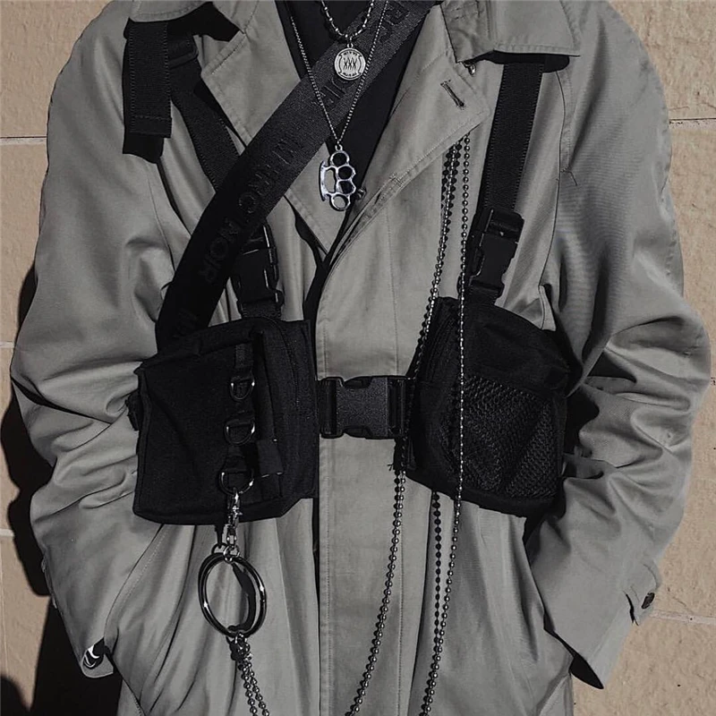 Новый Для мужчин тактическая проводов грудь Установка сумка унисекс хип-хоп Оксфорд два кармана поясная сумка Тактический Kanye west