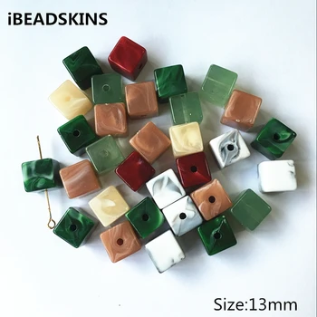 

New arrival! 13mm 100pcs/lot Acrylic marble effect cube-shape beads for jewelry making(Design as shown)