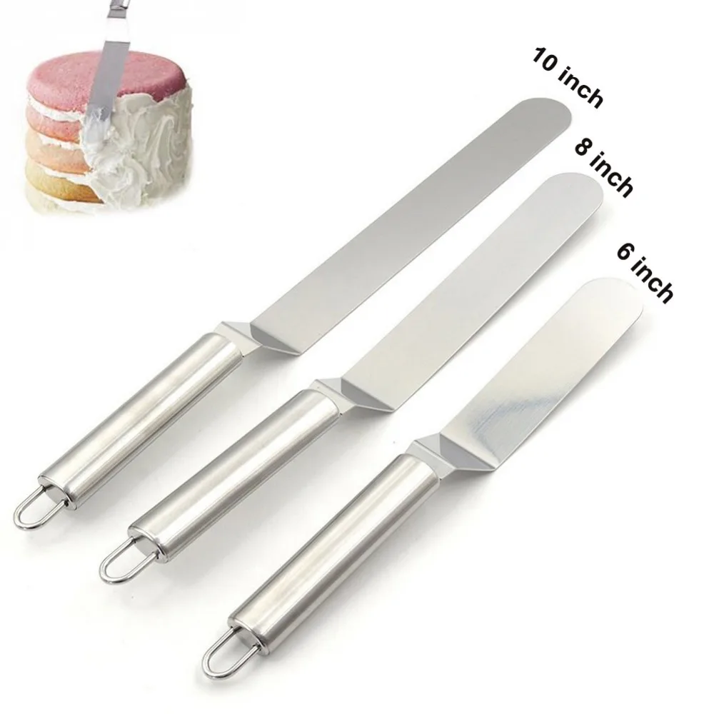 

1pc Cake Butter Cream Knife Stainless Steel Pastry Spatula 6/8/10 inch Smoother Icing Frosting Spatulas Kitchen Baking Tool