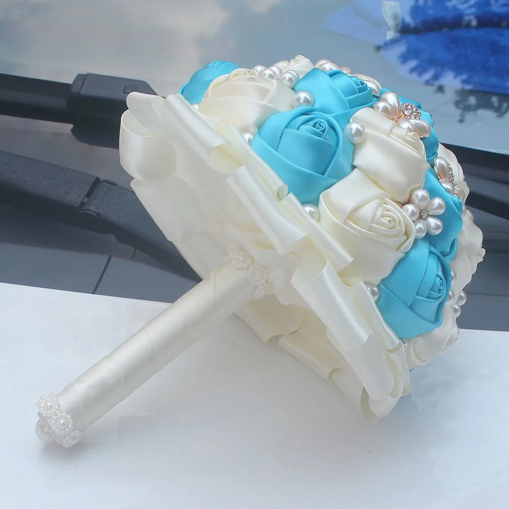 Высокое качество свадебное оформление в стиле tiffany blue свадебный набор букетов для запястья руки цветы для невесты и подружек невесты; цветок на запястье Свадебный букет 2577-T