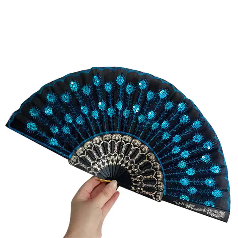 

Pattern Spanish Lace Silk Folding Hand Held Dance Fan Flower Silk Wedding Hand Fan Cool Bamboo Flower Personalized 19feb19