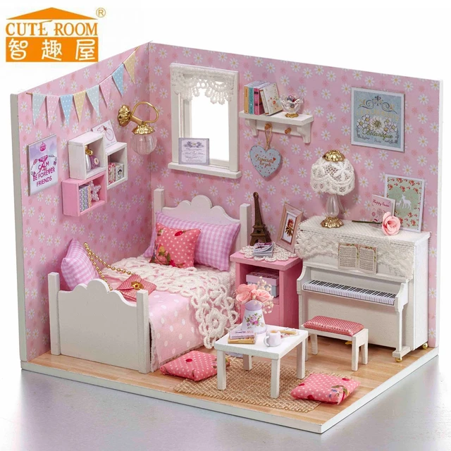 rosa puppenhausmöbel neue puppenhaus möbel diy miniatur staubschutz 3d holz handmade rosa spielzeug mit licht led für rosa puppenhausmöbel neue puppenhaus möbel diy miniatur staubschutz 3d holz handmade rosa spielzeug mit licht led für
