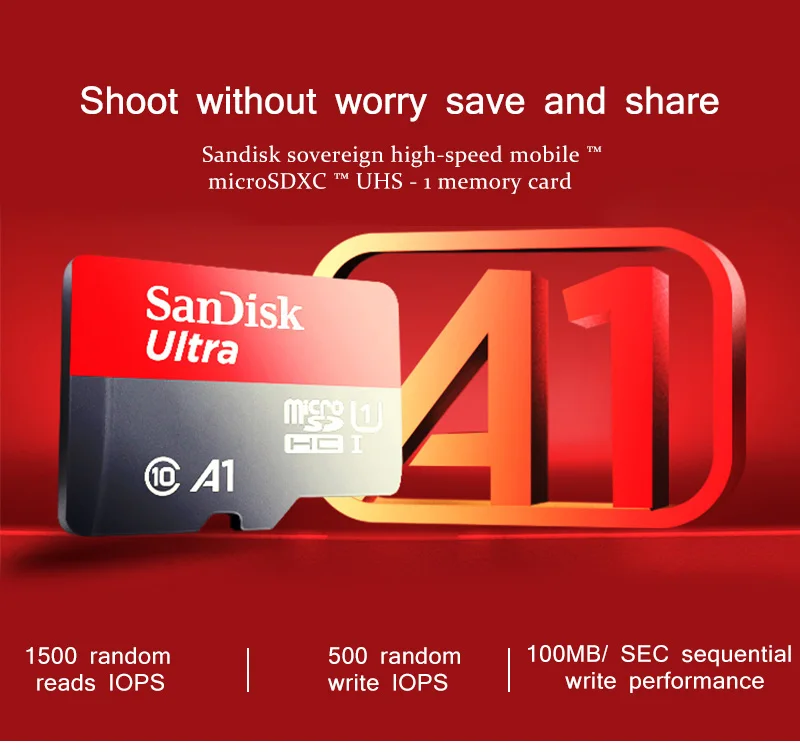 Оригинальная карта памяти SanDisk класс 10 TF карта 200 ГБ SDXC максимальная скорость чтения 90 м/с Micro SD карта A1 UHS-I памяти Microsd