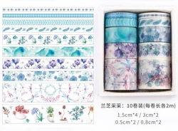 10pcs Sea and Forest Series Washi Tape Set - Japanese Paper Stickers for Scrapbooking and Stationery (5)