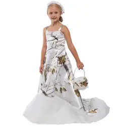 Белоснежка камо цветок девочки платья 2017 девушки pageant платья длинные камуфляж малыш платье выпускного вечера