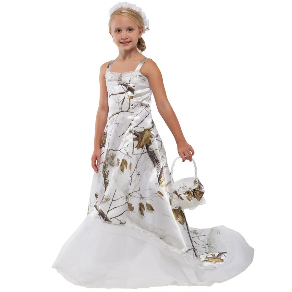 snow white camo flower girl dresses 2017 girls pageant