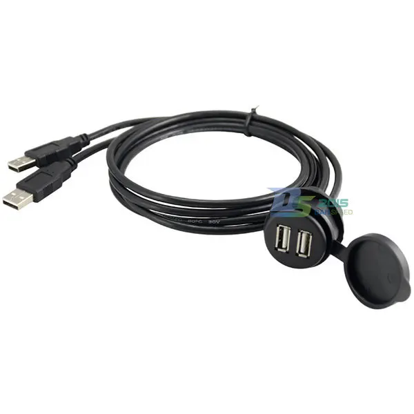 

1M High Speed Dual USB Male to Jack Extension Cable Lead Car Dash Flush Mountd